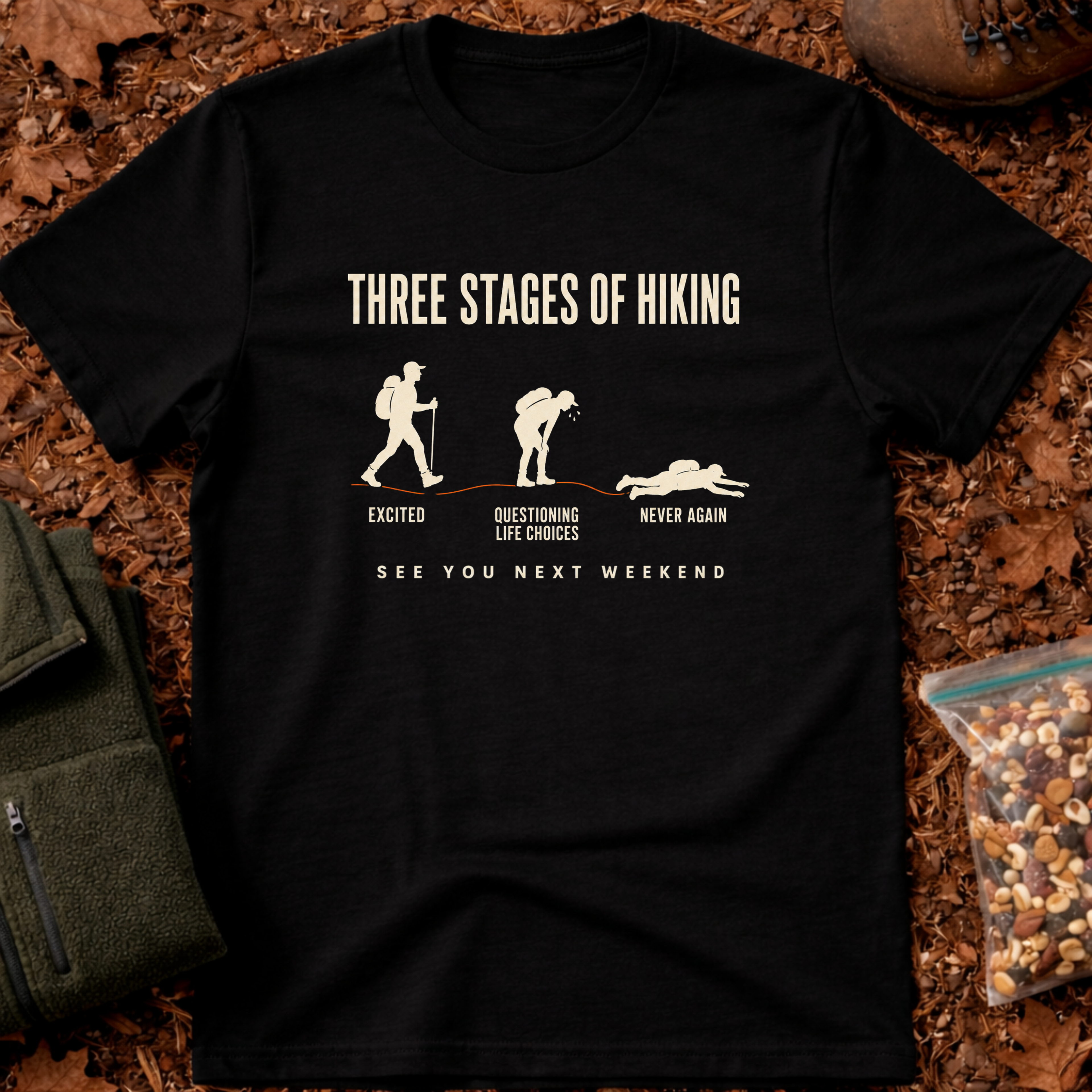 3 Stages Of Hiking T-Shirt