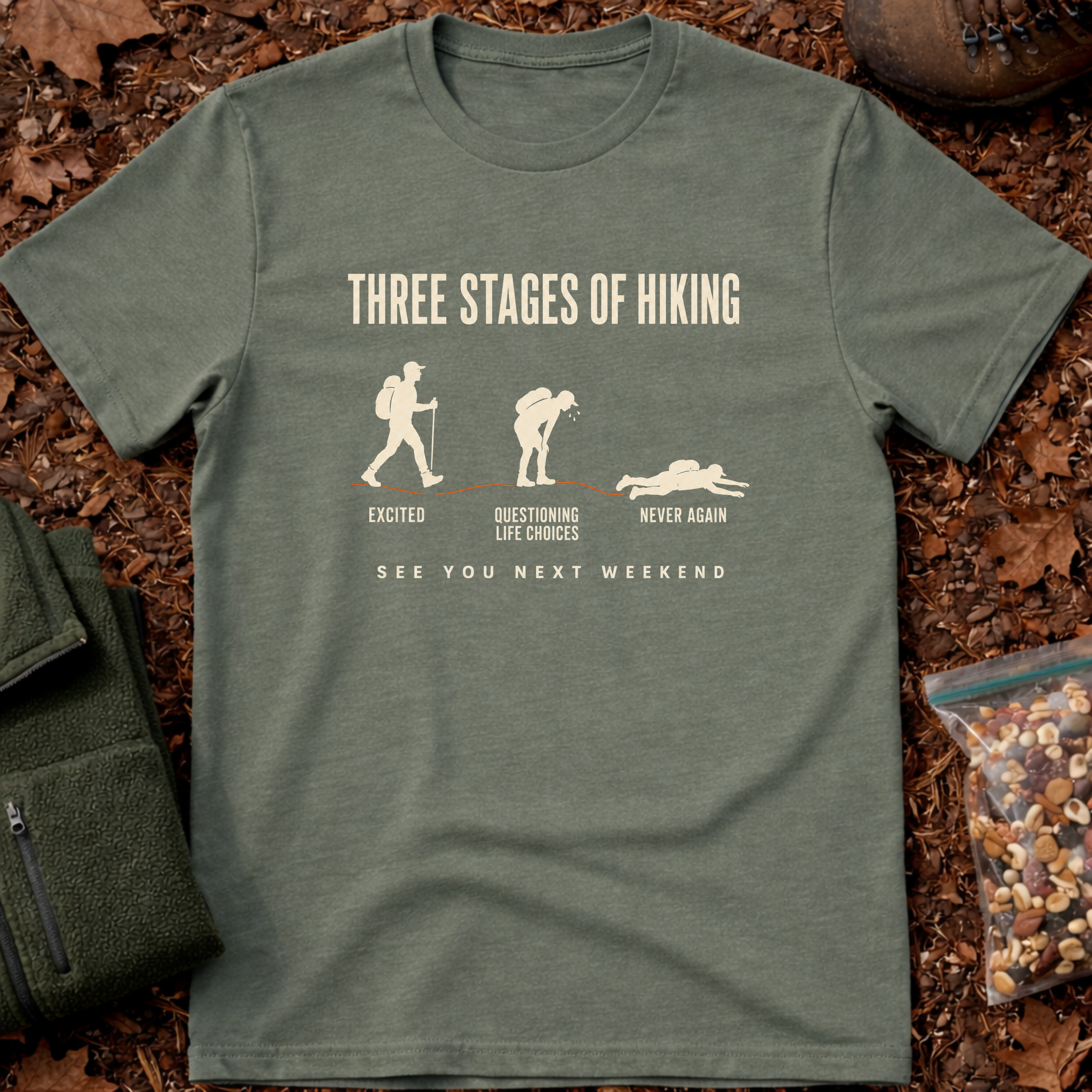 3 Stages Of Hiking T-Shirt